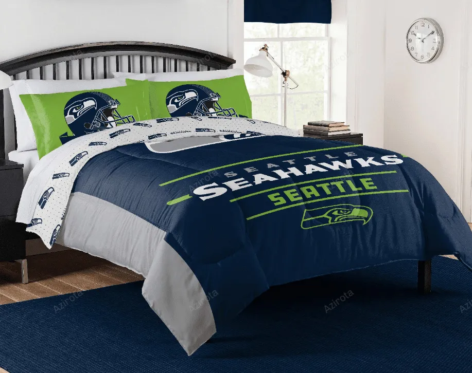 Seattle Seahawks Double Side Bedding Set Duvet Cover Set Gift For Fan Lovers