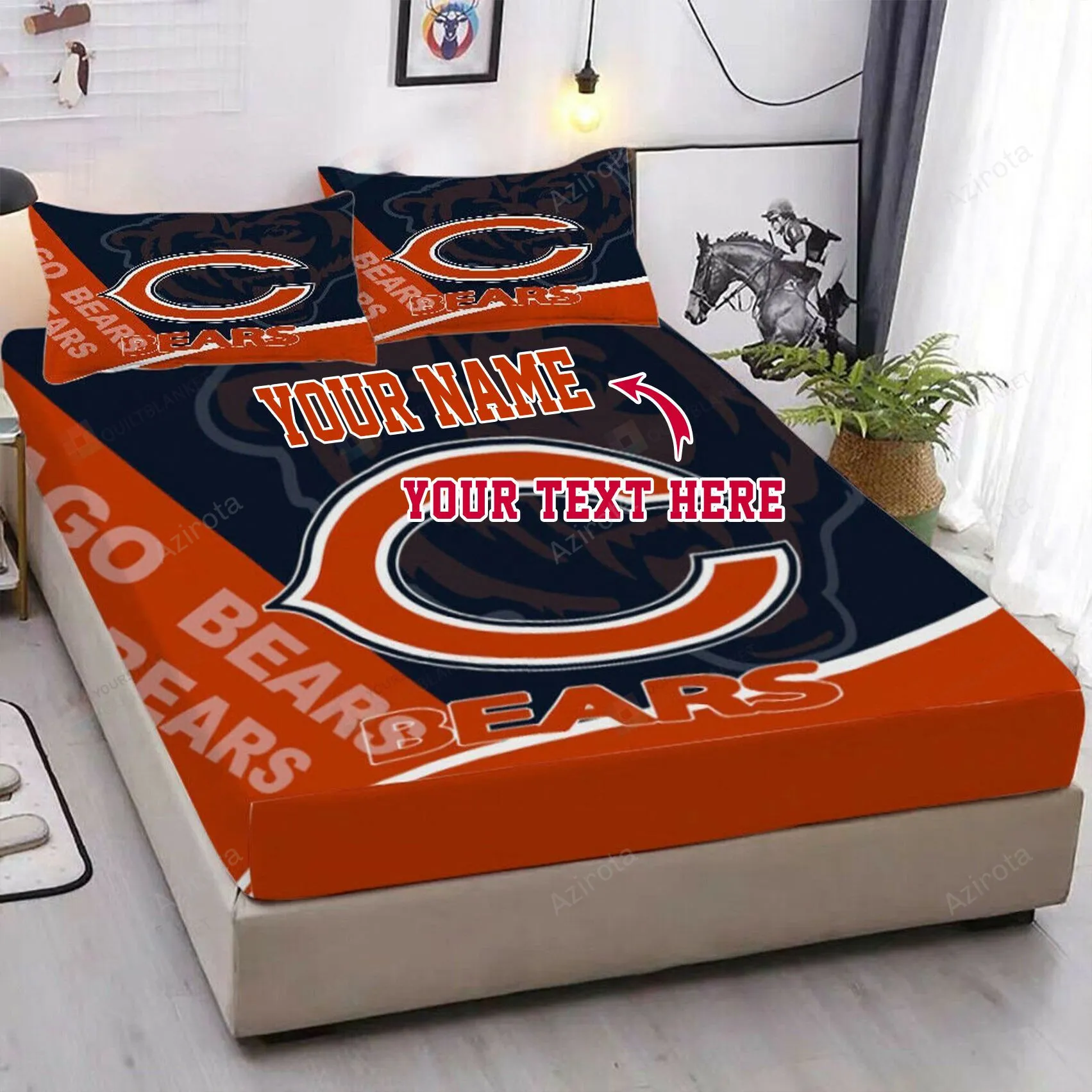Chicago Bears 74 Football Personalized Custom Bedding Sets King Queen Twin Bedding Set