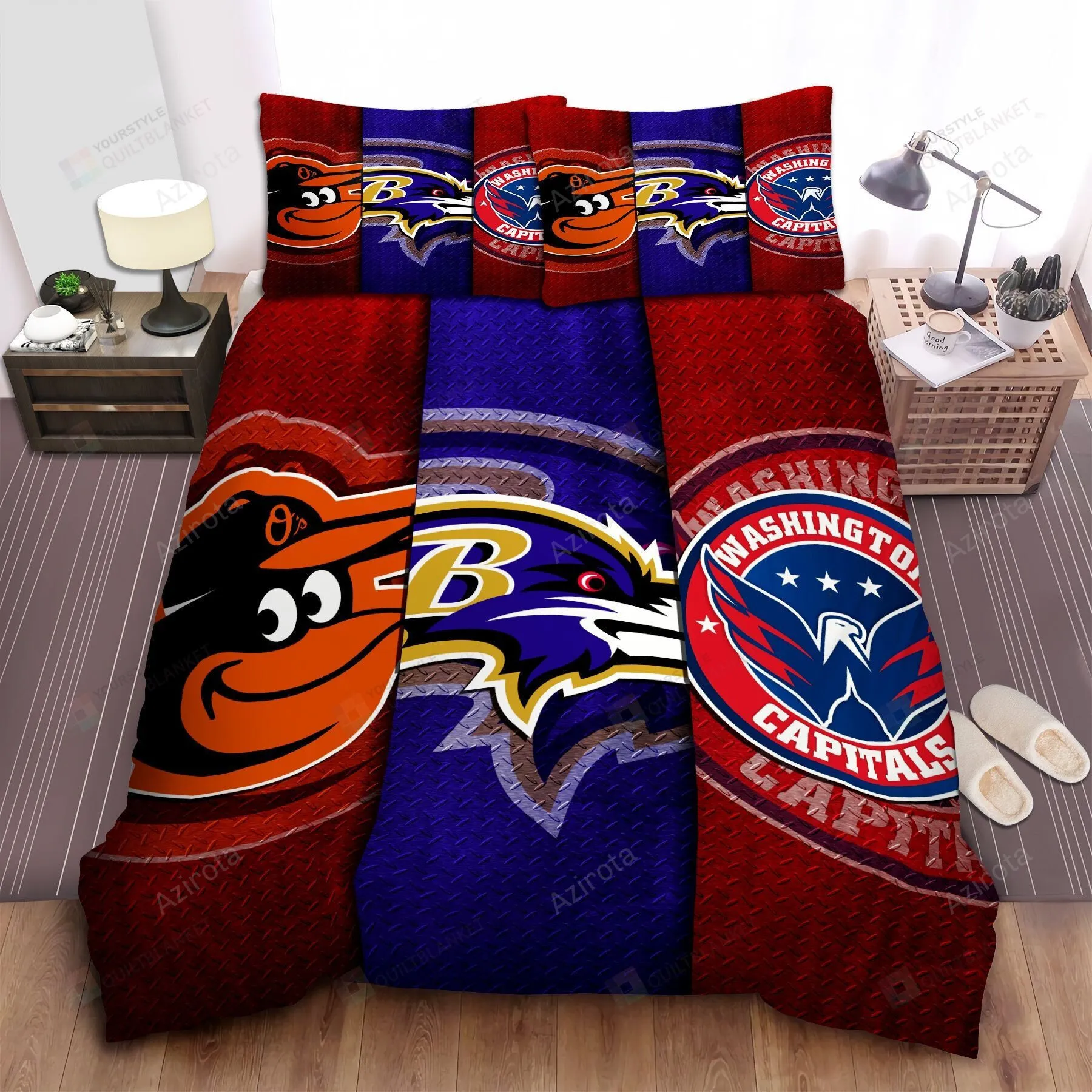 Baltimore Orioles Baltimore Ravens And Washington Capitals Custom Bed Sheet Duvet Cover Bedding Sets
