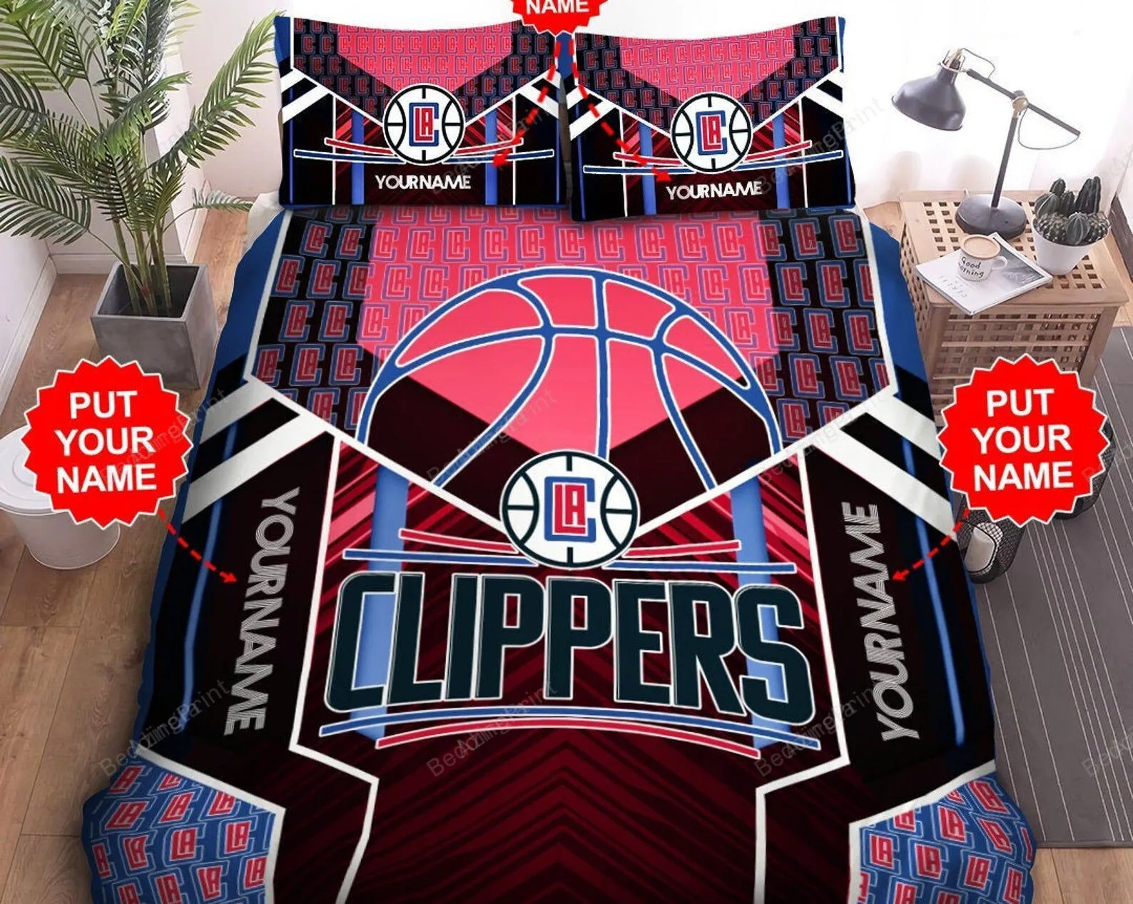 Custom Name Los Angeles Clippers Duvet Covers Bedding Set
