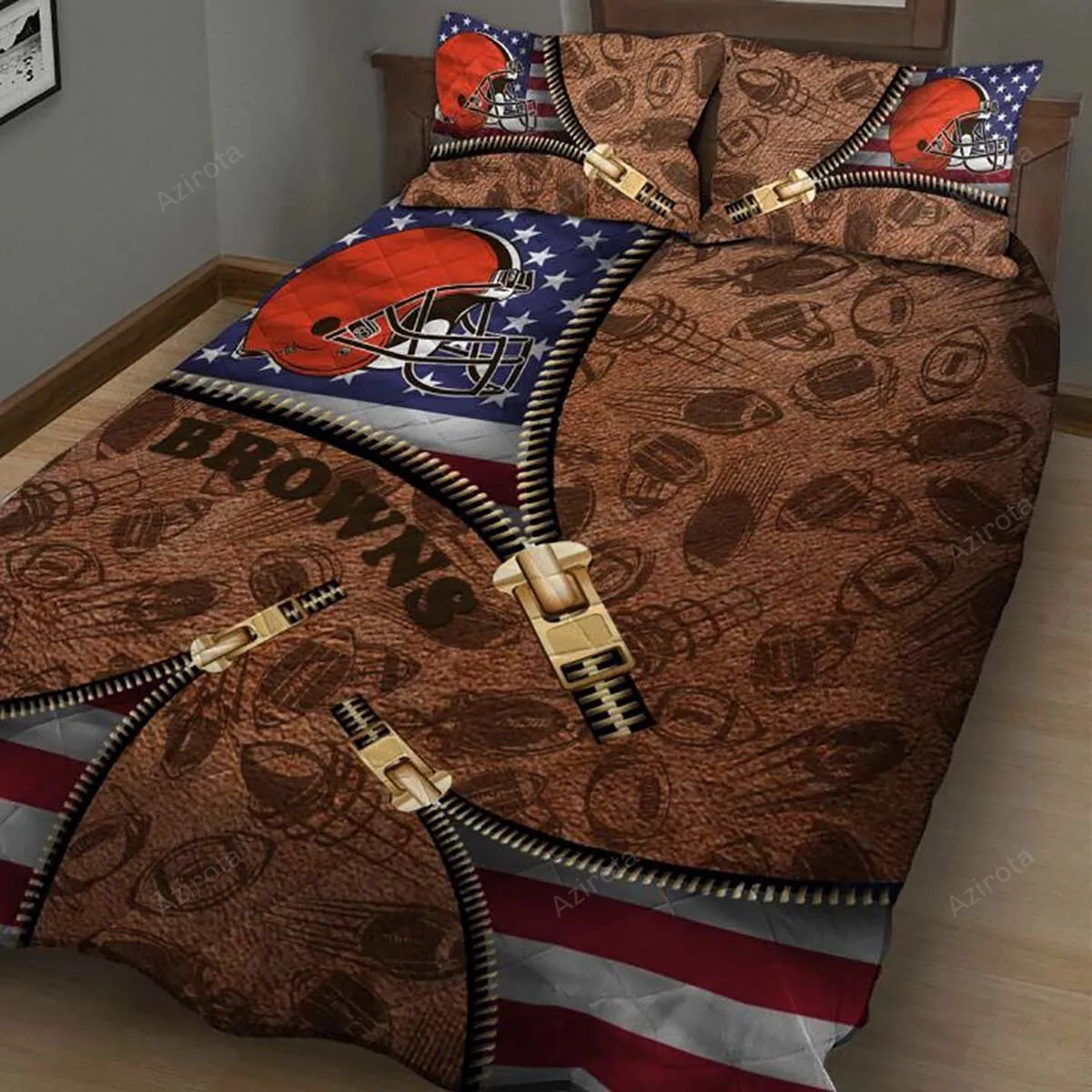 Cleveland Browns America Flag Bedding Set