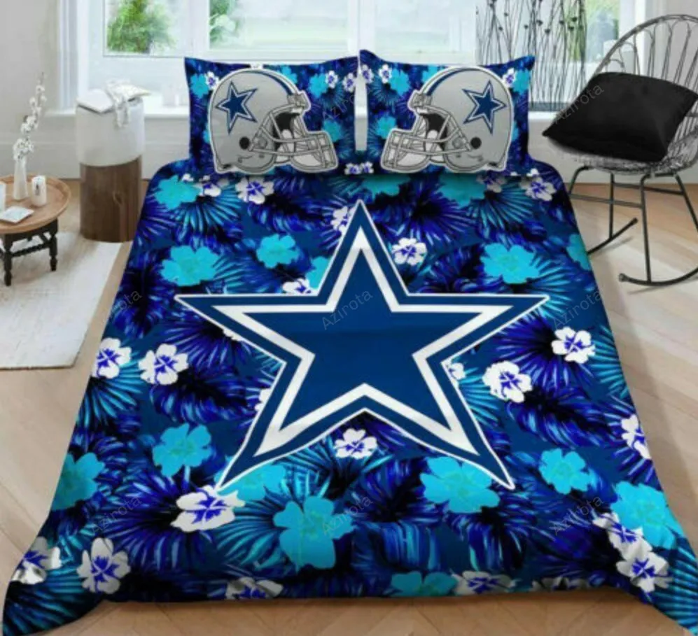 Dallas Cowboys Hawaii Floral Logo 3PCS Bedding Set Duvet Cover And Pillow Cases Gift For Fan