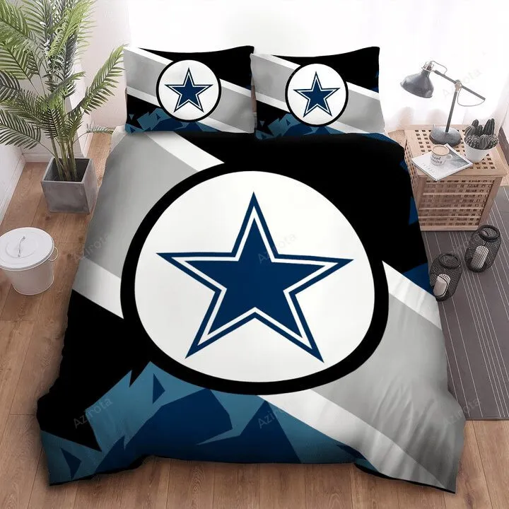 Dallas Cowboys Grey Black Blue Logo Center Bedding Set