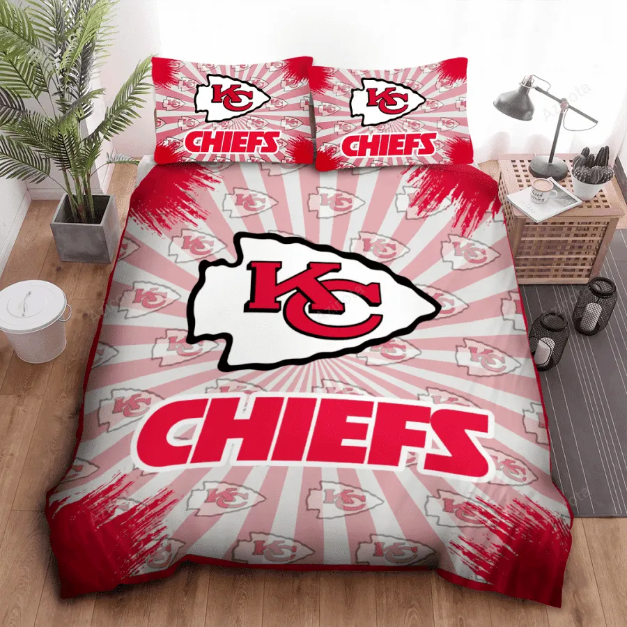 Kansas City Chiefs Big Logo All Over Print 3D Bedding Set White Red