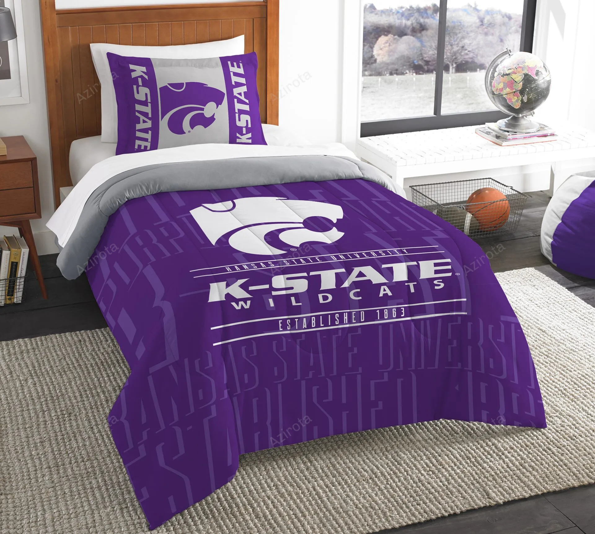 Kansas State Wildcats Purple Est 1863 Bedding Set