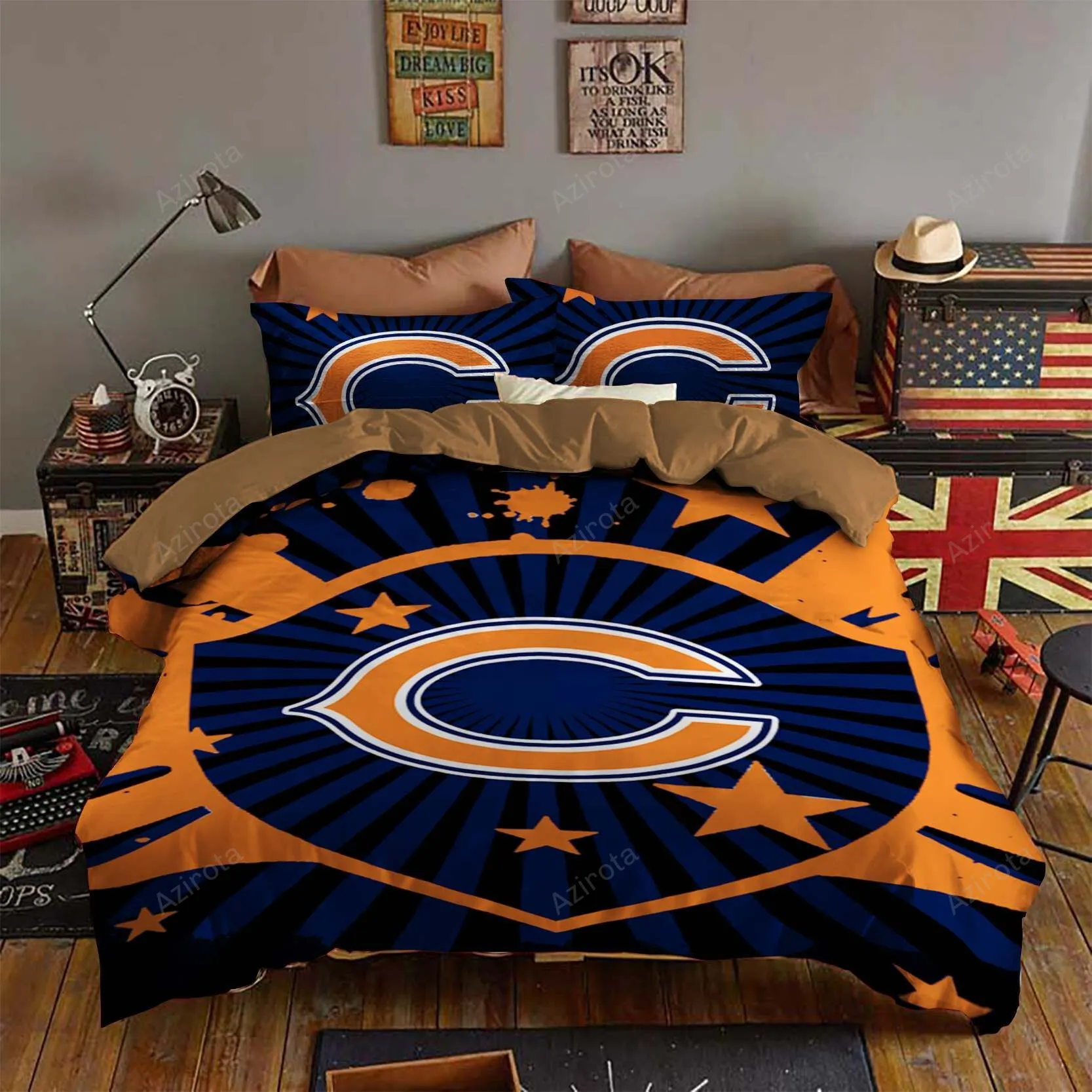 V6 Chicago Bears Bedding Set Sleepy Duvet Cover Pillow Cases