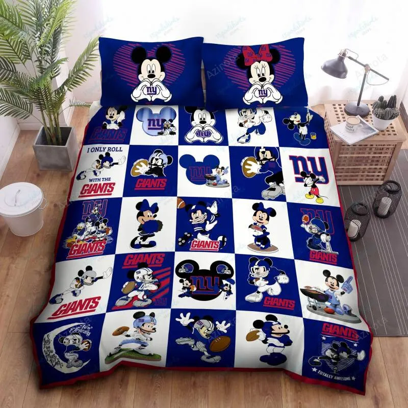 New York Giants Mickey Disney 3d Bedding Set Gift For Fan Lovers