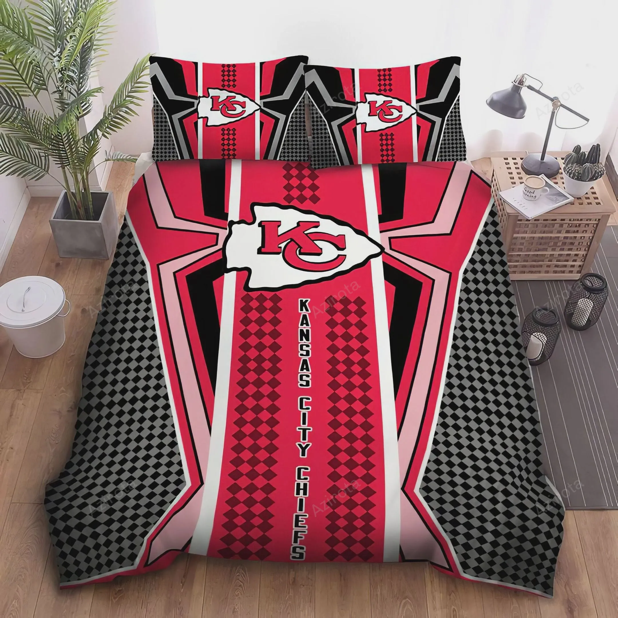 V6 Kansas City Chiefs v2 Team Duvet Cover Quilt Cover Pillowcase Bedding Set