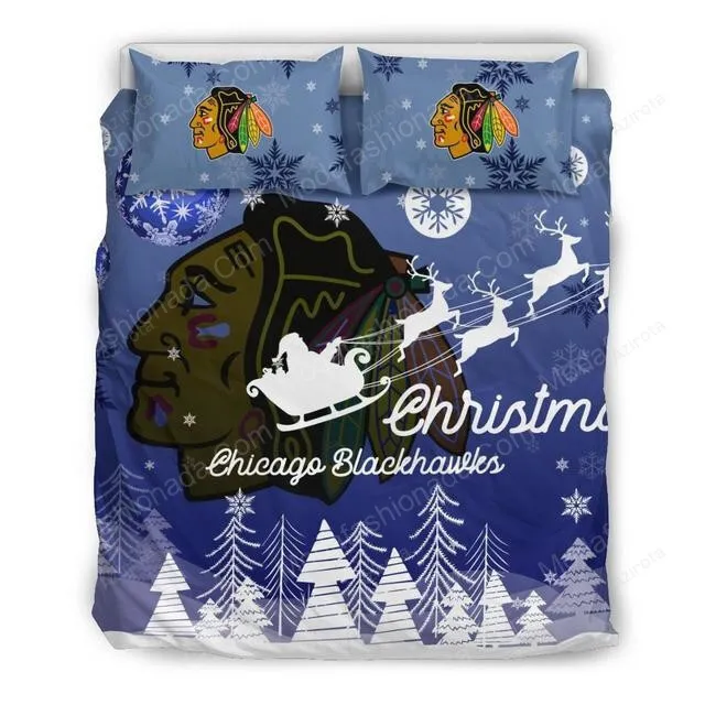 Merry Christmas Chicago Blackhawks Hockey Sport 1 Bedding Set
