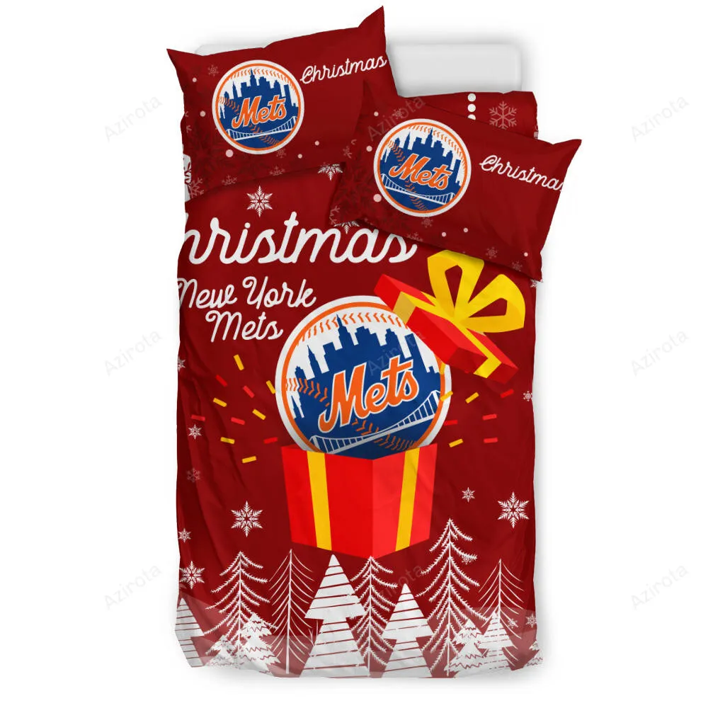 Merry Christmas Gift New York Mets 3PCS Bedding Set Duvet Cover And Pillow Cases 6329
