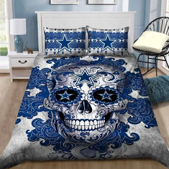 V6 Dallas Cowboys Sugar Skull Bedding Set Duvet Cover Pillow