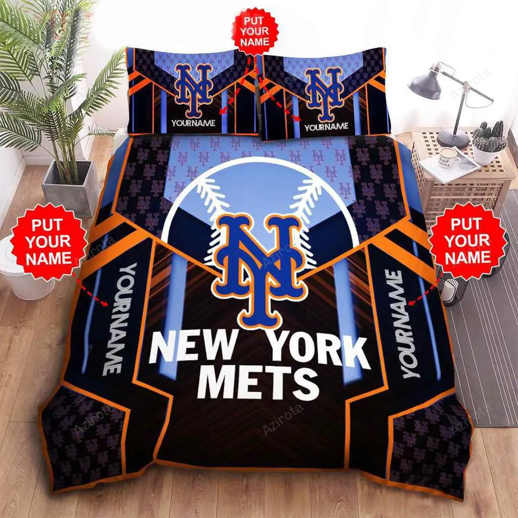New York Mets N1 Personalized Custom Bedding Sets King Queen Twin Bedding Set