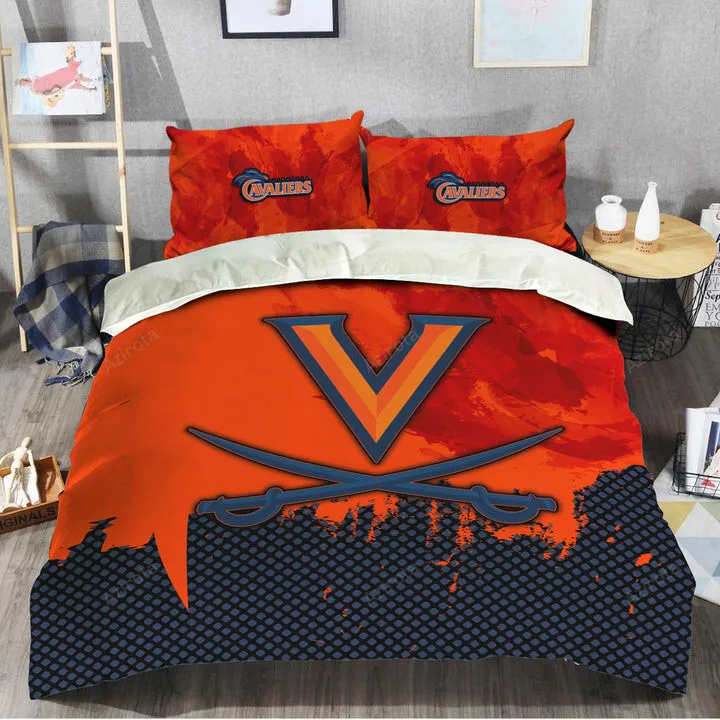 Virginia Cavaliers Blue Orange Bedding Set V3