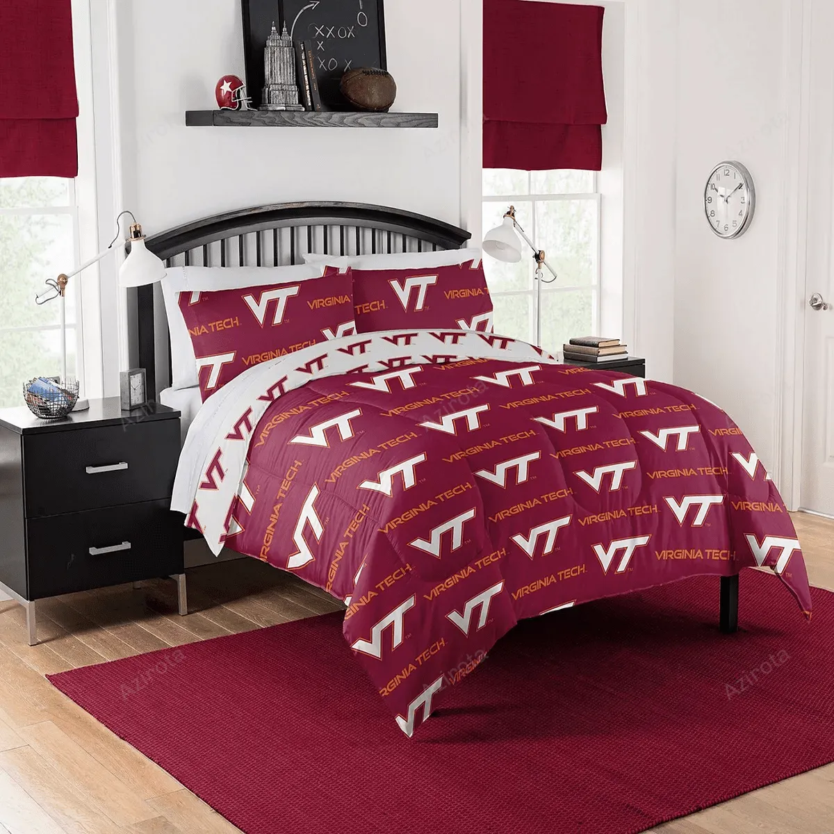 Virginia Tech Hokies Maroon White Bedding Set