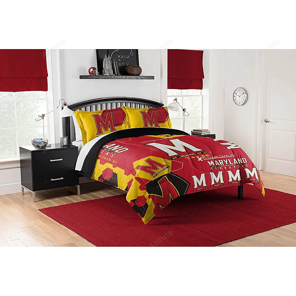 Maryland Terrapins Red Yellow Hexagon Bedding Set