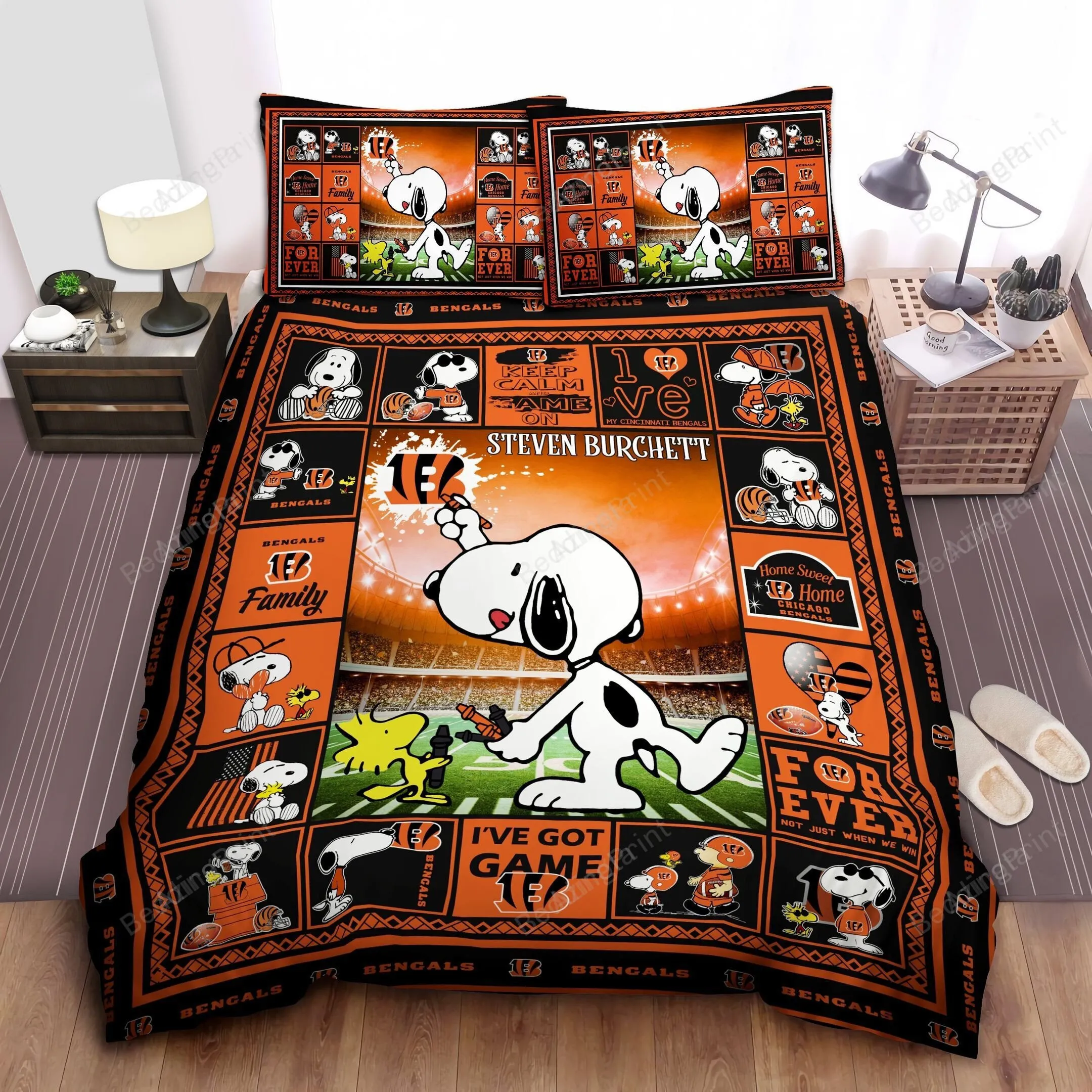 Personalized Custom Name Cincinnati Bengals Duvet Cover Bedding Set
