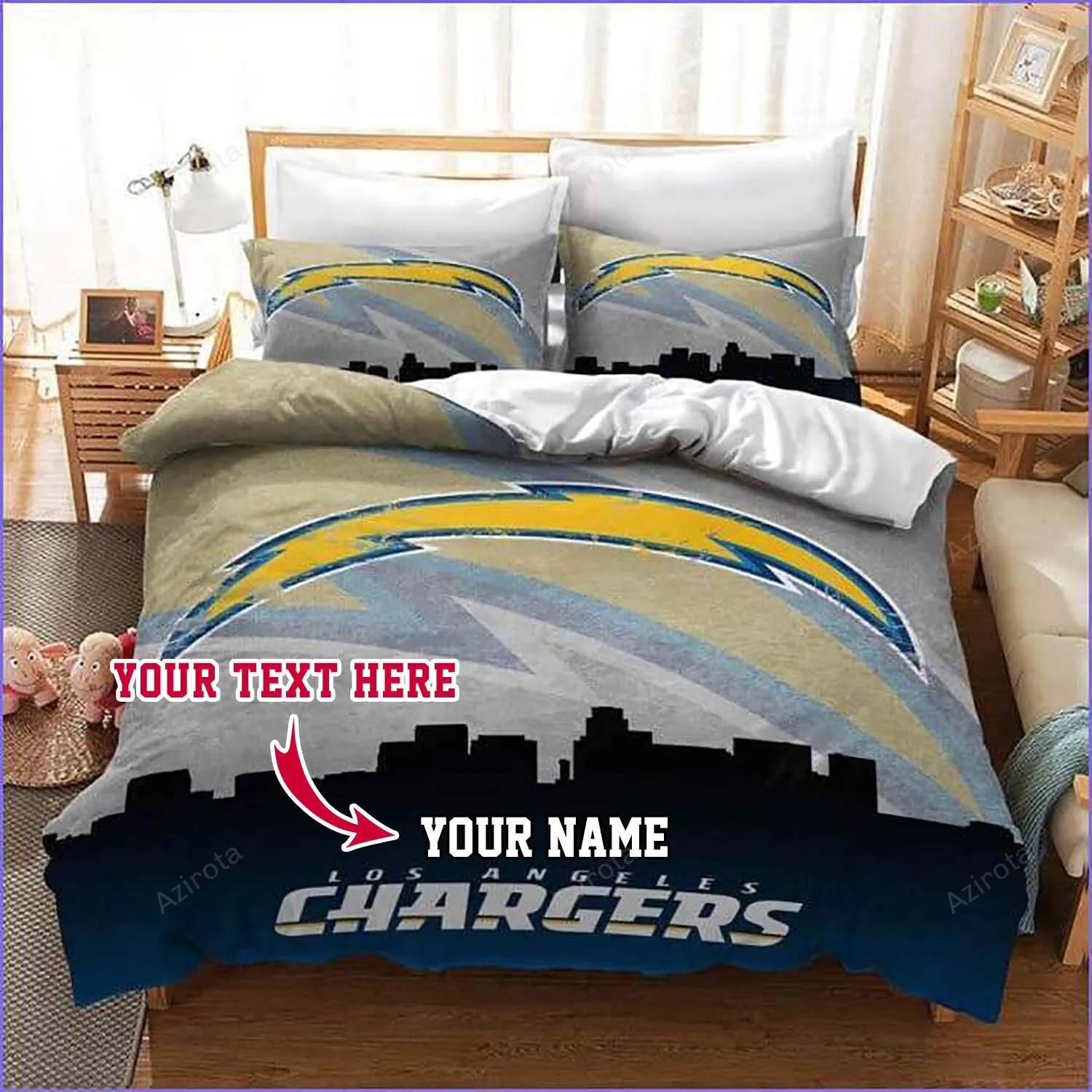 LOS ANGELES CHARGERS Football Personalized Custom Bedding Sets King Queen Twin Bedding Set