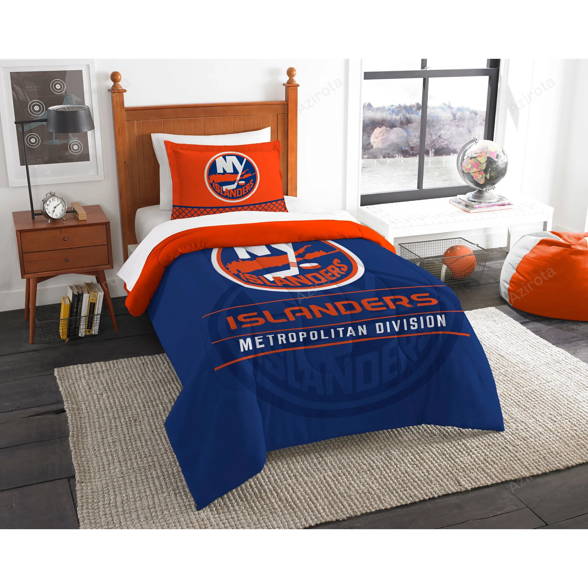 New York Islanders Large Logo Bedding Set For Fans Duvet Cover Set