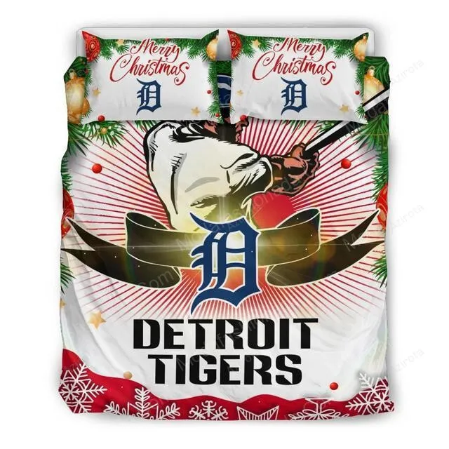 Merry Christmas Detroit Tigers Baseball Sport 2 Bedding Set