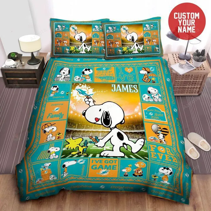 Miami Dolphins Football 23 Personalized Custom Bedding Sets King Queen Twin Bedding Set