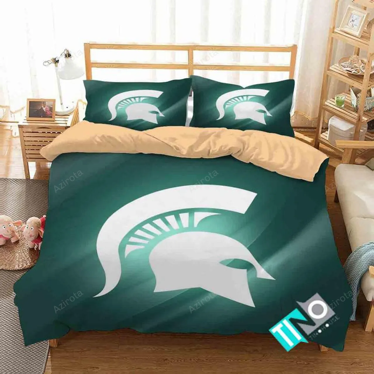 Michigan State Spartans Logo Green Bedding Set