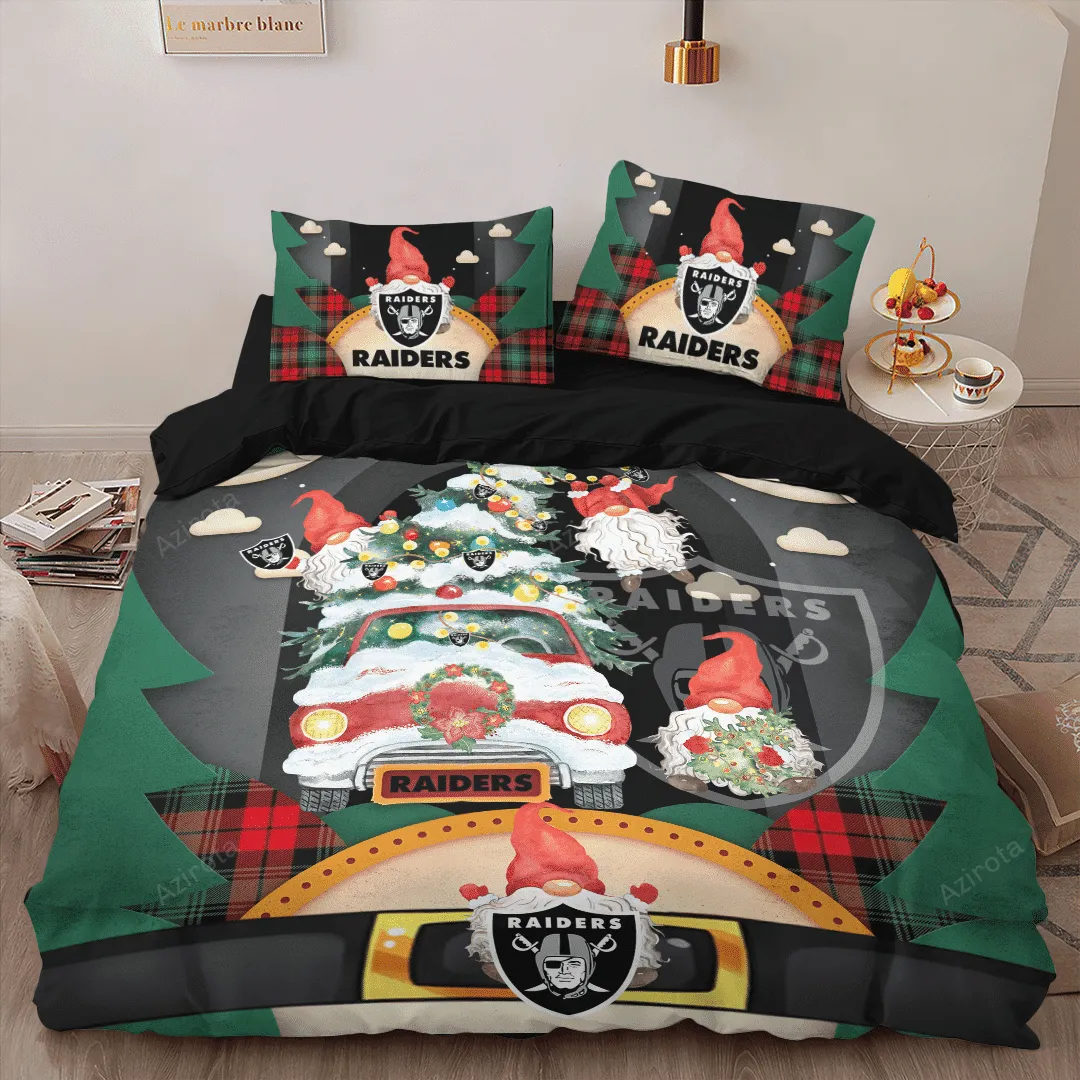 Las Vegas Raiders Christmas Theme Bedding Set