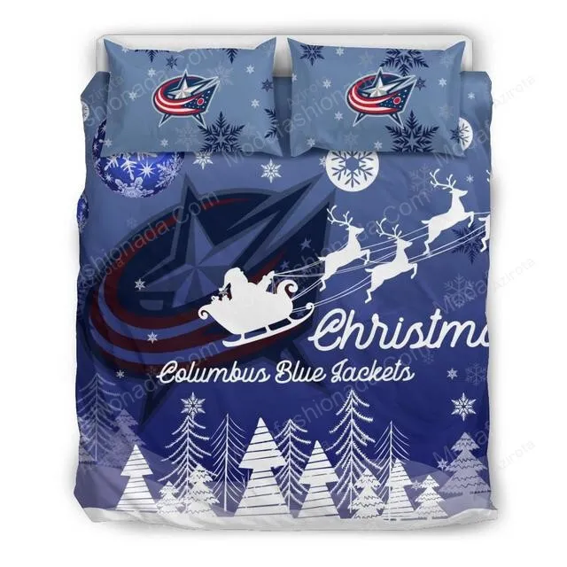 Merry Christmas Columbus Blue Jackets Hockey Sport 1 Bedding Set