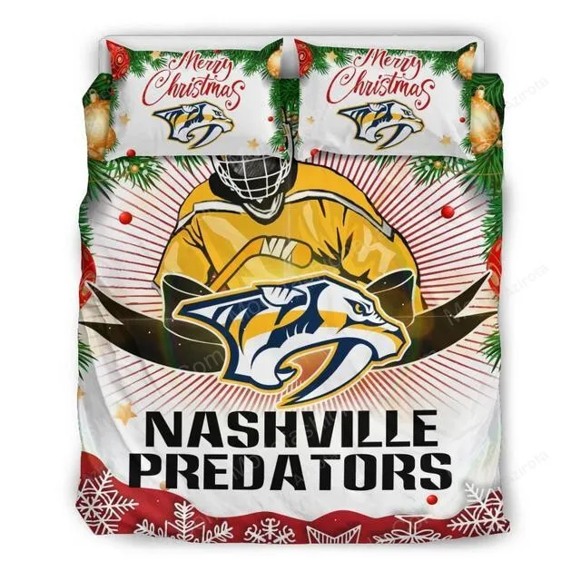 Merry Christmas Nashville Predators Hockey Sport 1 Bedding Set