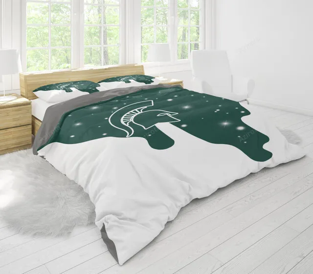 Michigan State Spartans White Green Bedding Set
