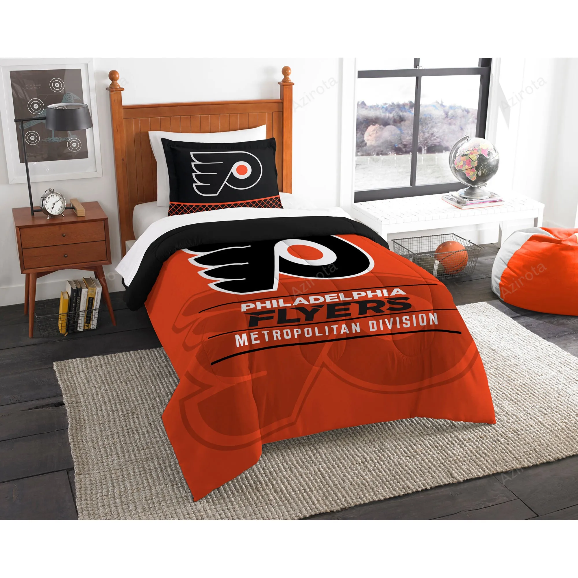 Philadelphia Flyers Large Logo Bedding Set For Fans Duvet Cover Set