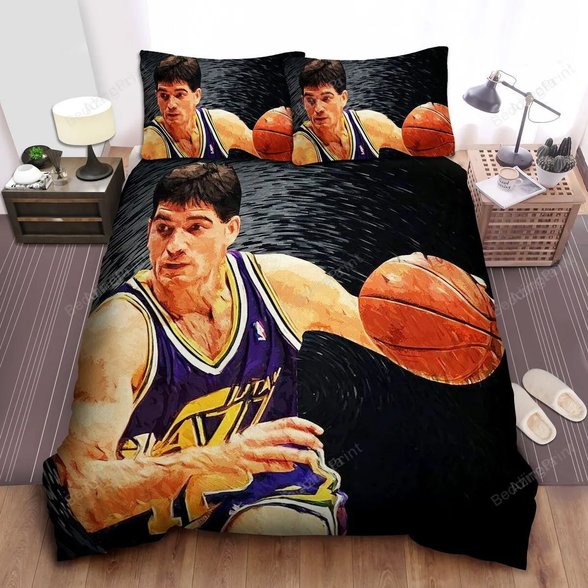 Legend John Stockton Vintage Style Painting Bed Sheet Duvet Cover Bedding Sets