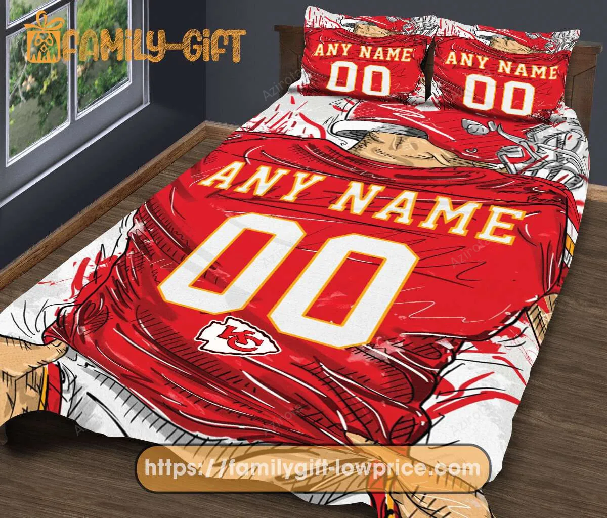 Personalised Football Gift Cute Bed Sets Kansas City Chiefs Jersey Football Bedding Set for Fan Personalized gifts for family