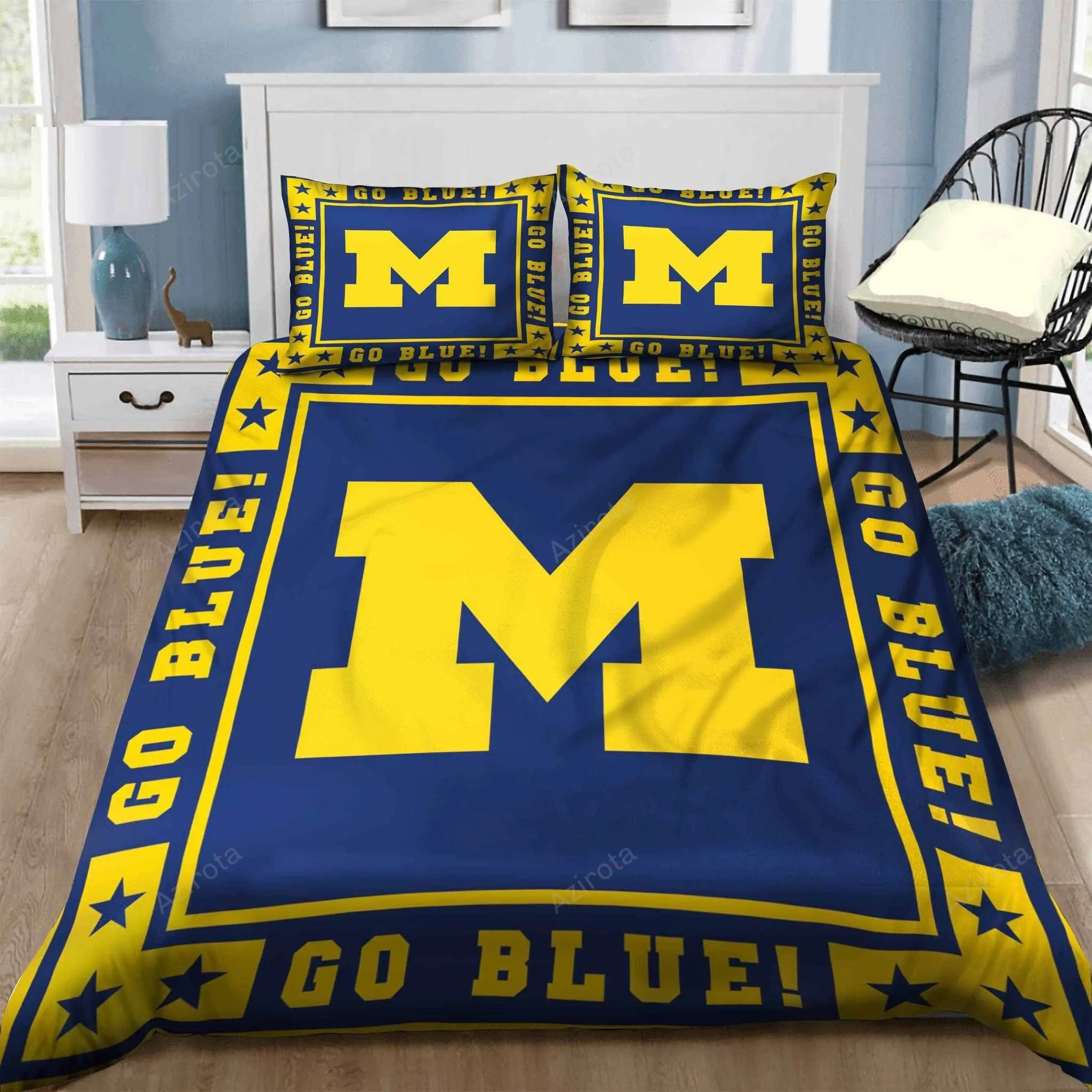 Michigan Wolverines Bedding Set Sleepy Duvet Cover Pillow Cases