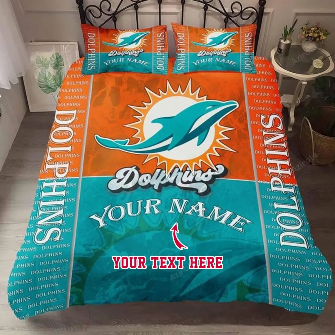 Miami Dolphins Football 66 Personalized Custom Bedding Sets King Queen Twin Bedding Set