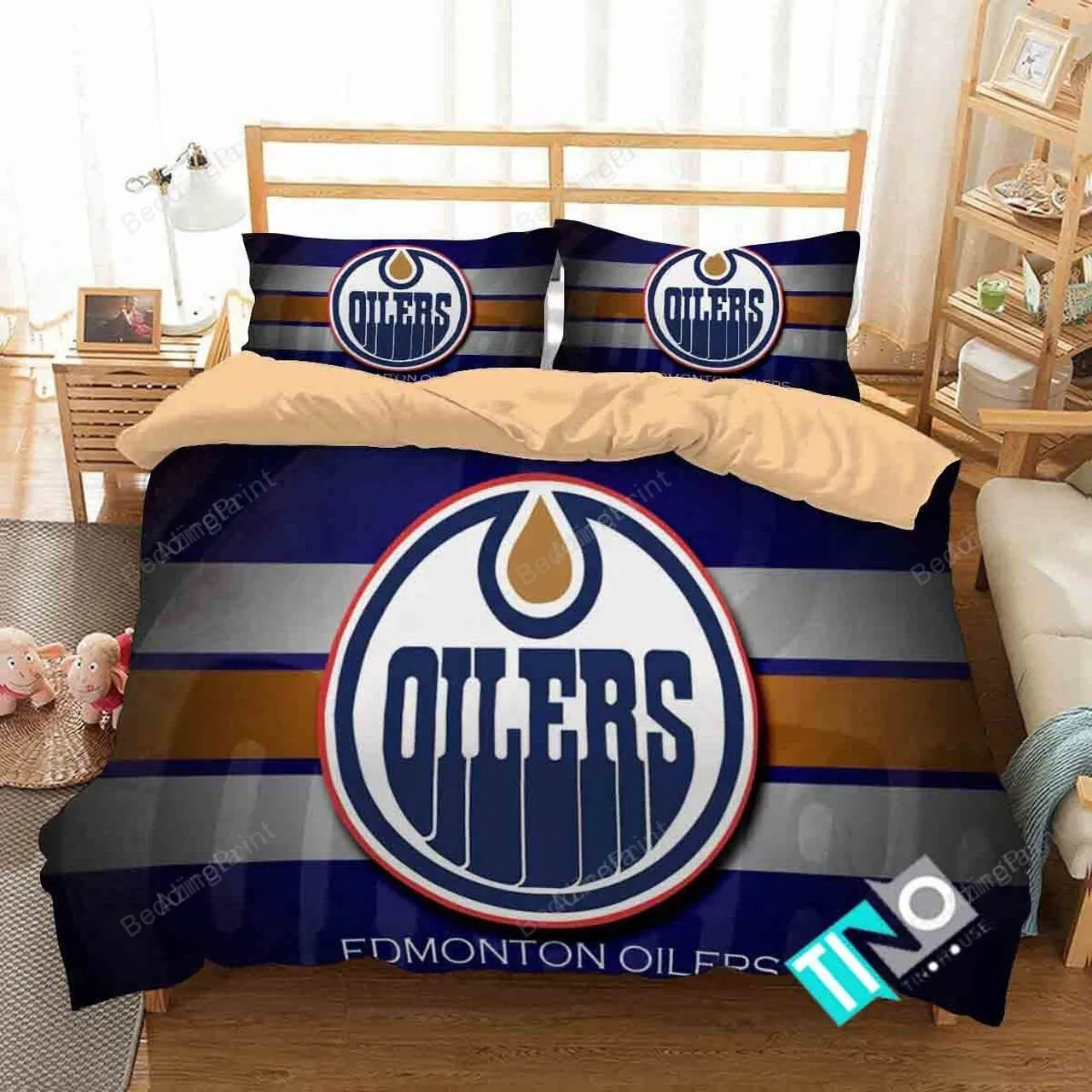 Edmonton Oilers 2 Logo 3d Duvet Cover Bedding Set
