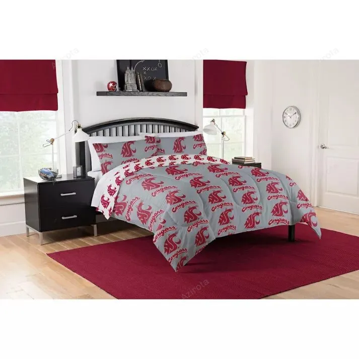 Washington State Cougars Grey Multil Logo Bedding Set