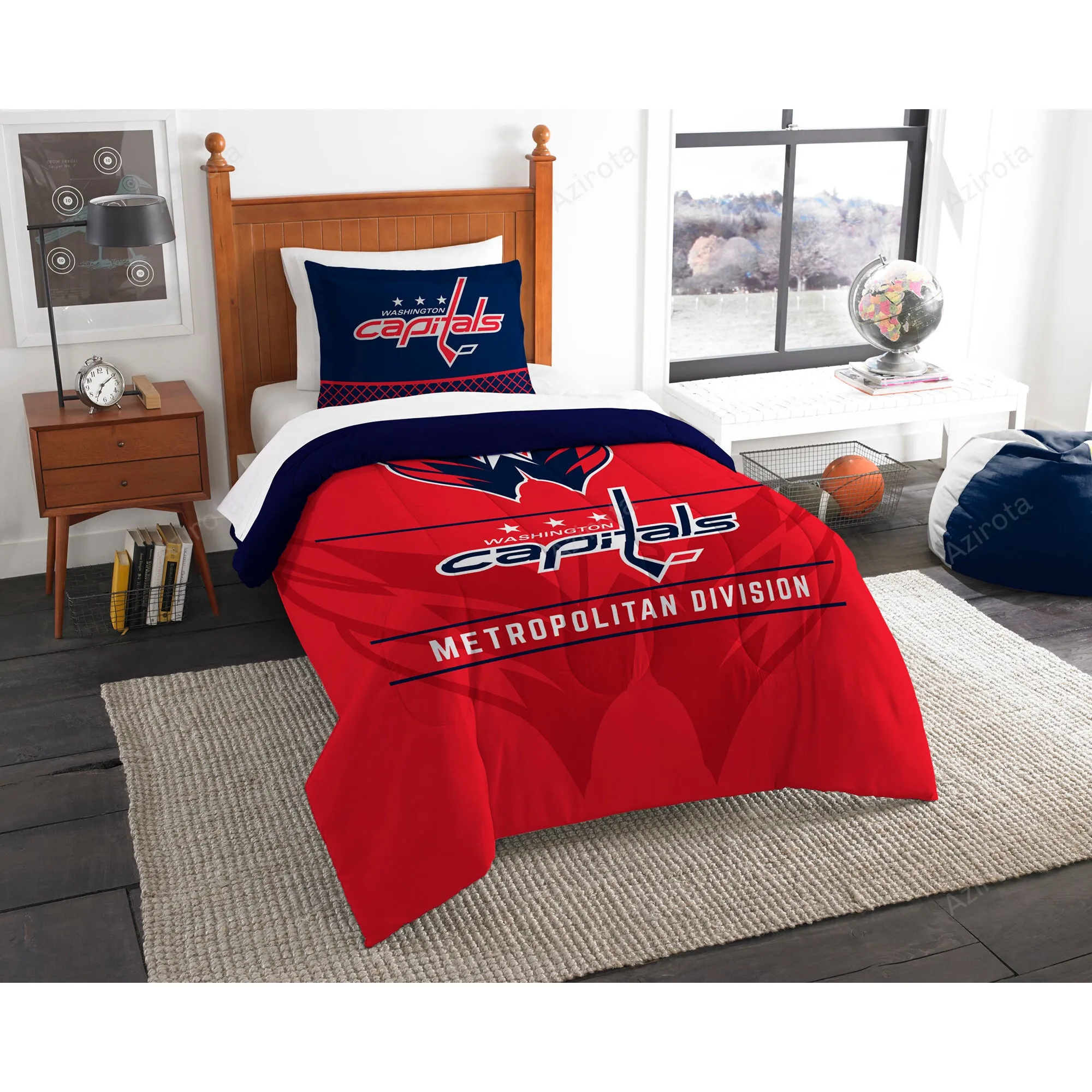 Washington Capitals Large Logo Bedding Set For Fans Duvet Cover Set
