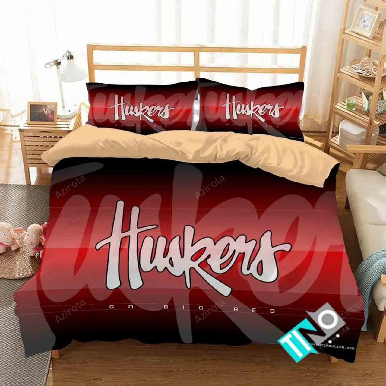 Nebraska Cornhuskers Red White Bedding Set
