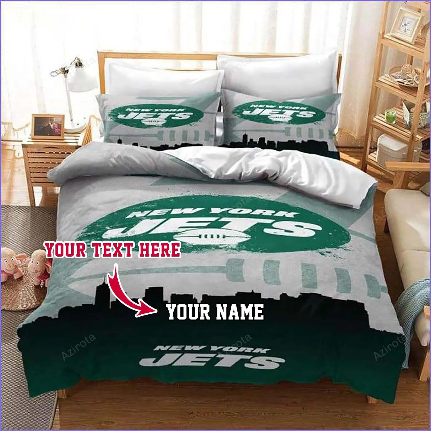 NEW YORK JETS Football Personalized Custom Bedding Sets King Queen Twin Bedding Set