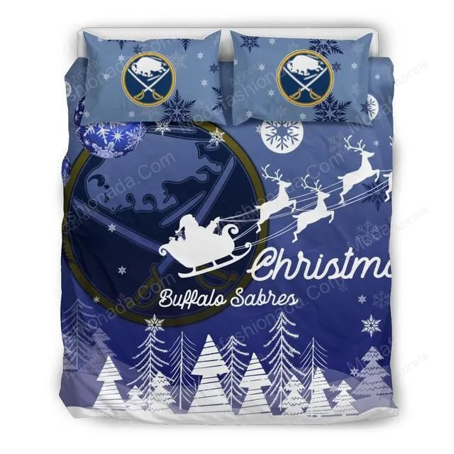 Merry Christmas Buffalo Sabres Hockey Sport 1 Bedding Set