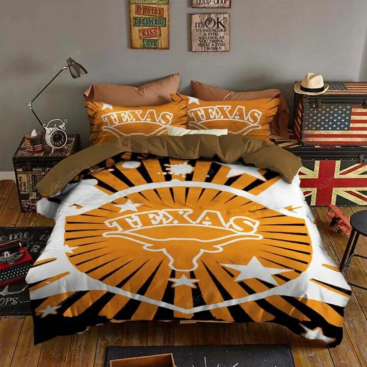 Texas Longhorns Orange White Bedding Set