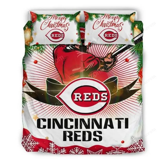 Merry Christmas Cincinnati Reds Baseball Sport 3 Bedding Set