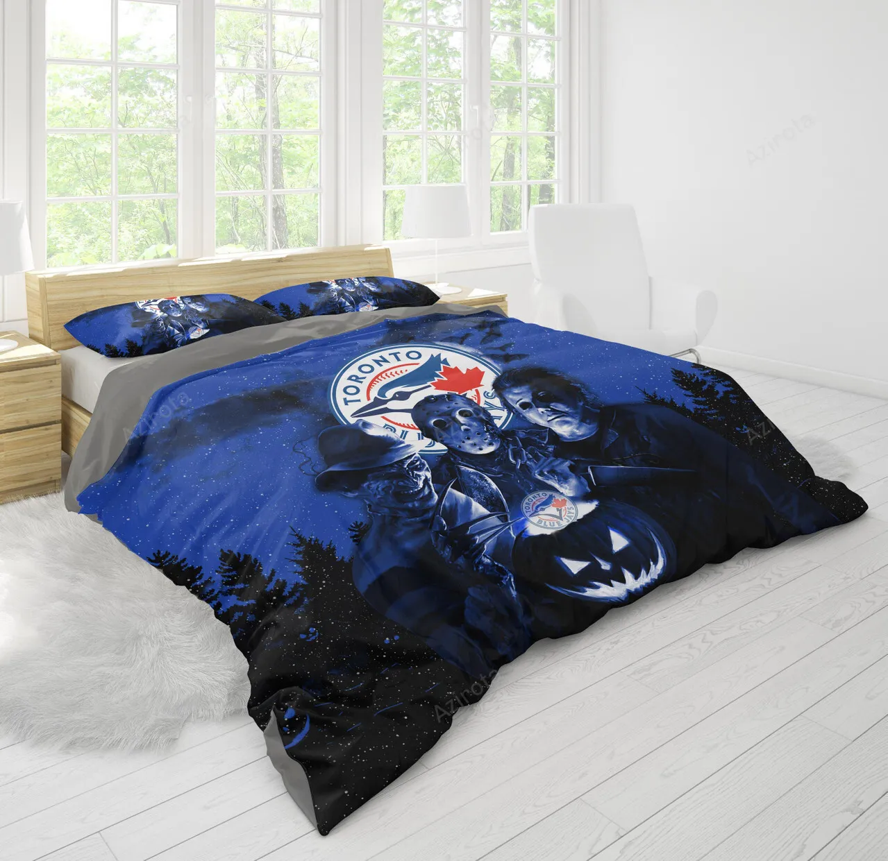 Toronto Blue Jays Freddy Krueger Jason Voorhees Michael Myers Halloween Bedding Set