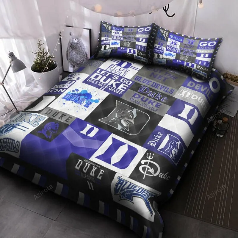 Duke Blue Devils White Black Bedding Set