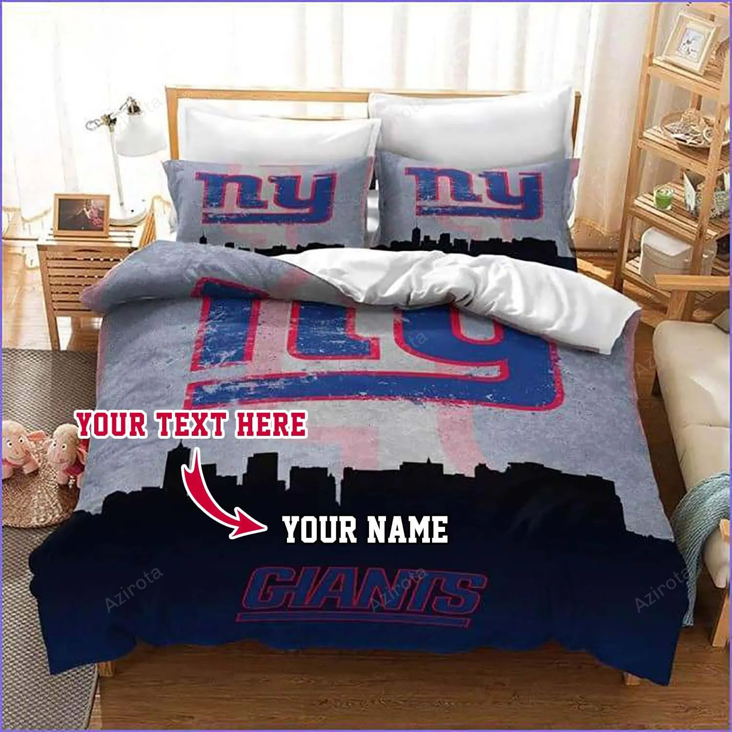 NEW YORK GIANTS Football Personalized Custom Bedding Sets King Queen Twin Bedding Set