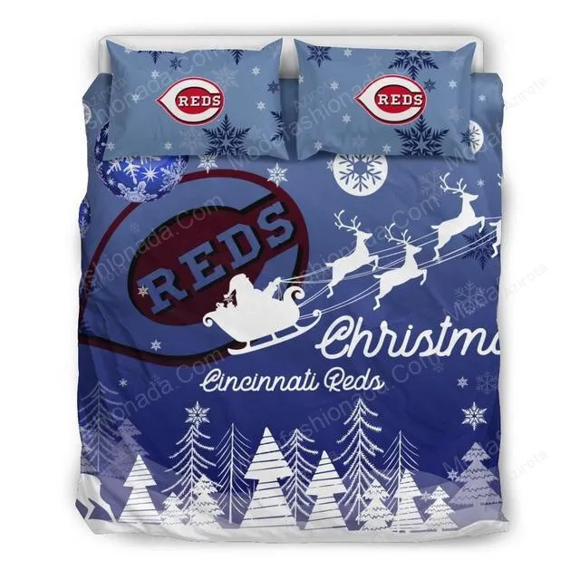 Merry Christmas Cincinnati Reds Baseball Sport 2 Bedding Set