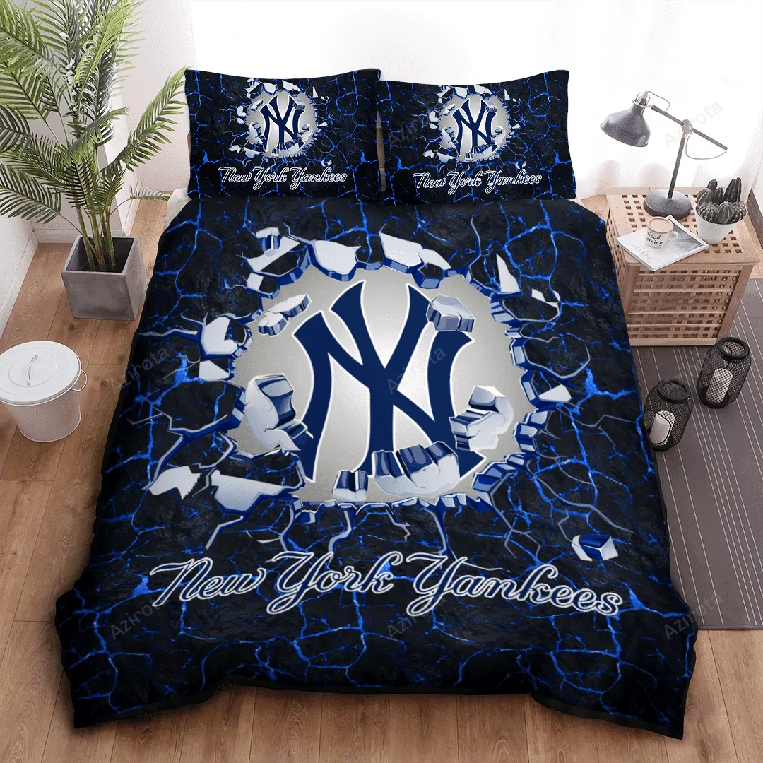 New York Yankees Baseball Team All Over Print 3D Bedding Set Blue