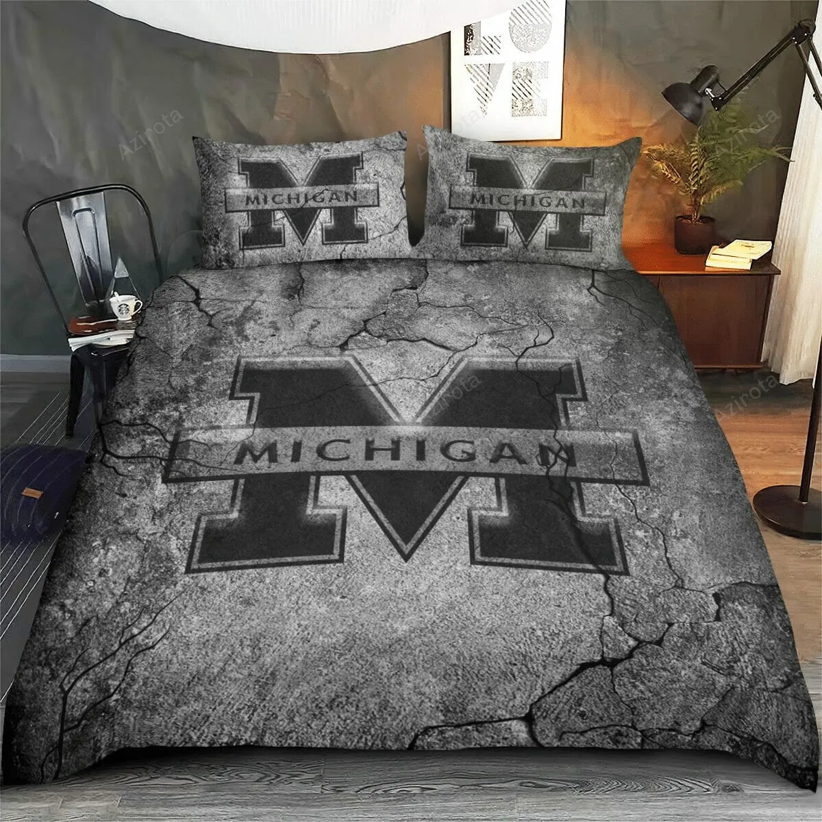 Michigan Wolverines Grey Bedding Set