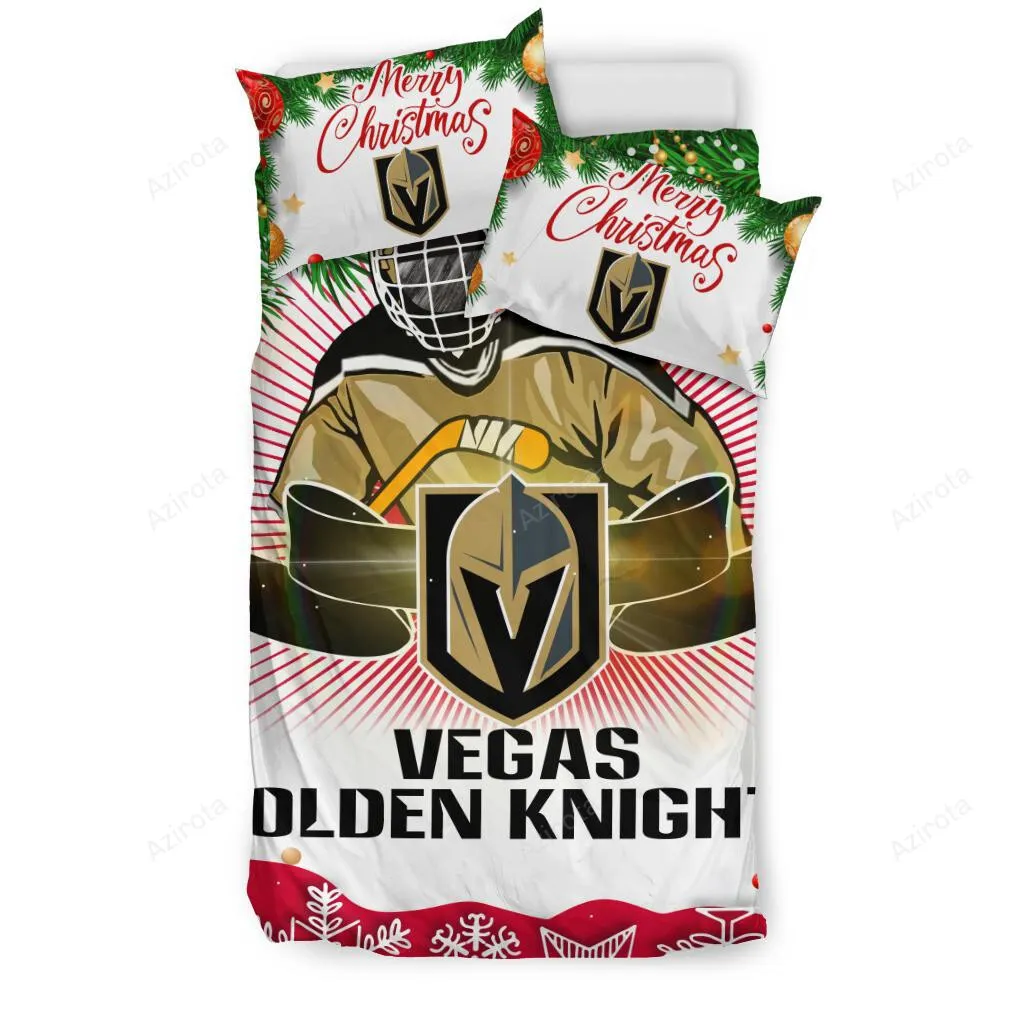 Cool Gift Store Xmas Vegas Golden Knights 3PCS Bedding Set Duvet Cover And Pillow Cases 3759