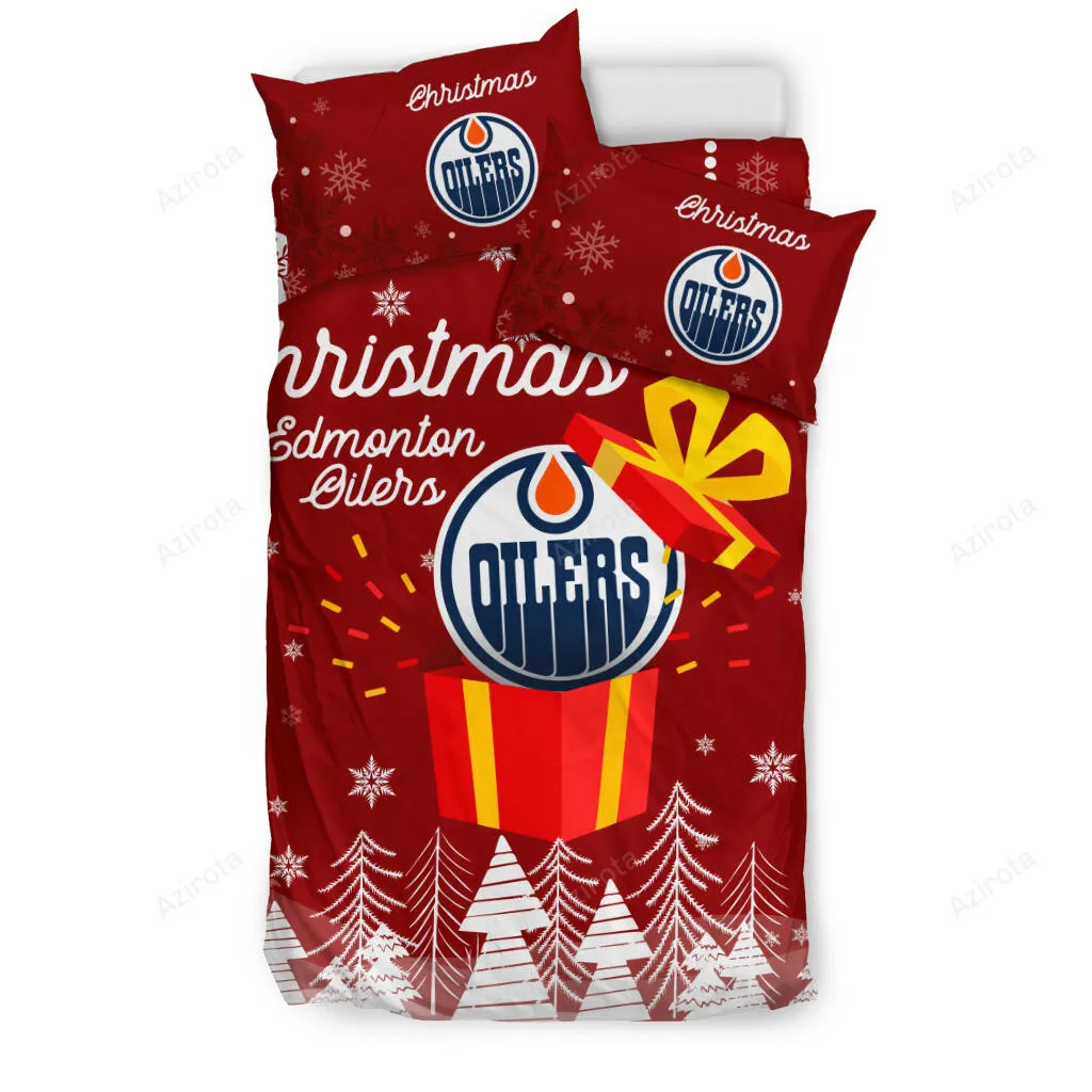 Merry Christmas Gift Edmonton Oilers 3PCS Bedding Set Duvet Cover And Pillow Cases 7349